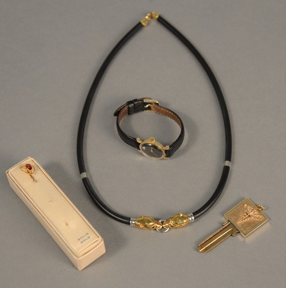 Appraisal: Four piece lot to include necklace with K gold ends