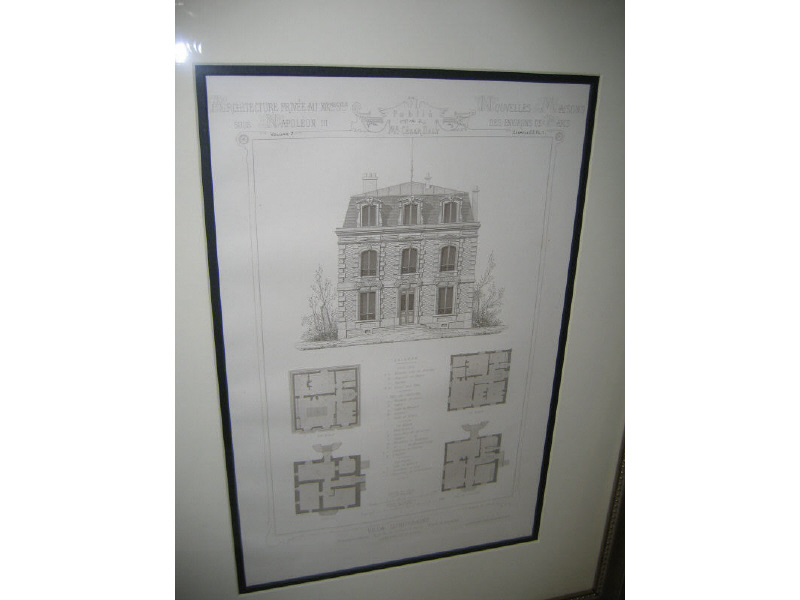 Appraisal: FOUR BLACK WHITE ENGRAVINGS OF ARCHITECTURALS By Cesar Daly Paris