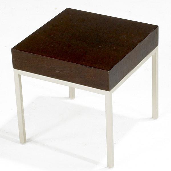 Appraisal: ITALIAN MODERN Wenge side table on enameled metal base x