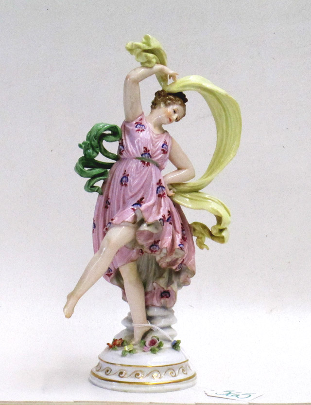 Appraisal: CAPODIMONTE PORCELAIN FIGURINE depicting a female dancer with flowing ribbons