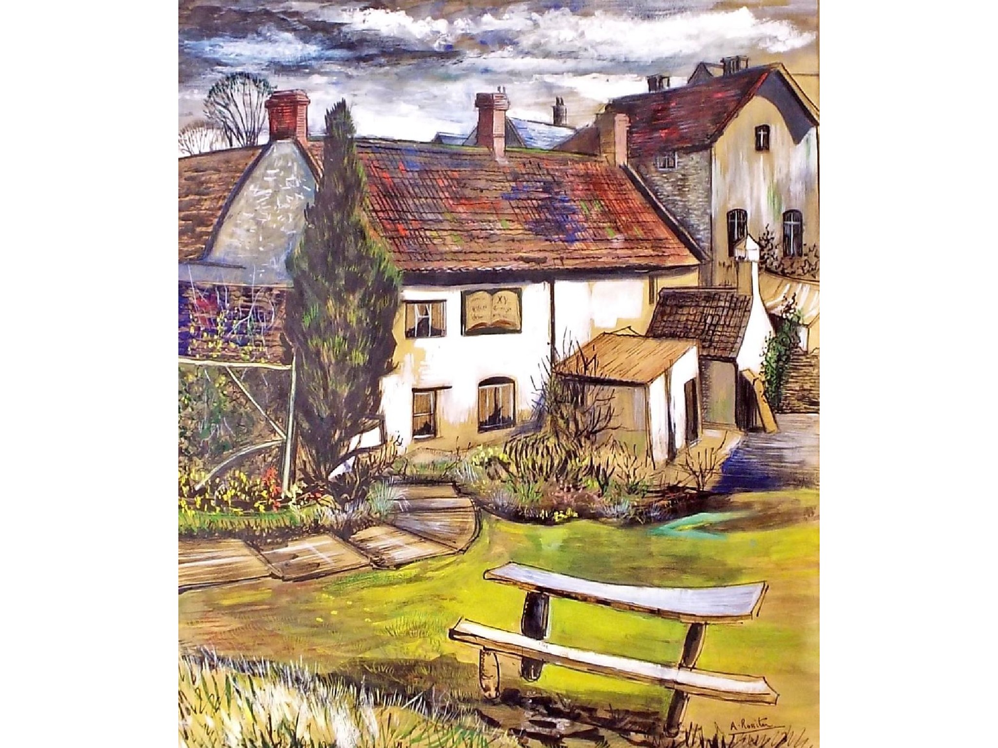 Appraisal: Anthony Edward Rossiter - - Cottages in a Somerset village