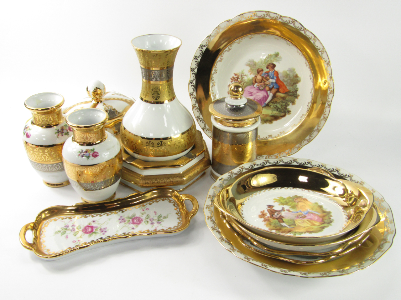 Appraisal: Bohemian and Bavarian porcelain with tooled gilt and silvered decoration