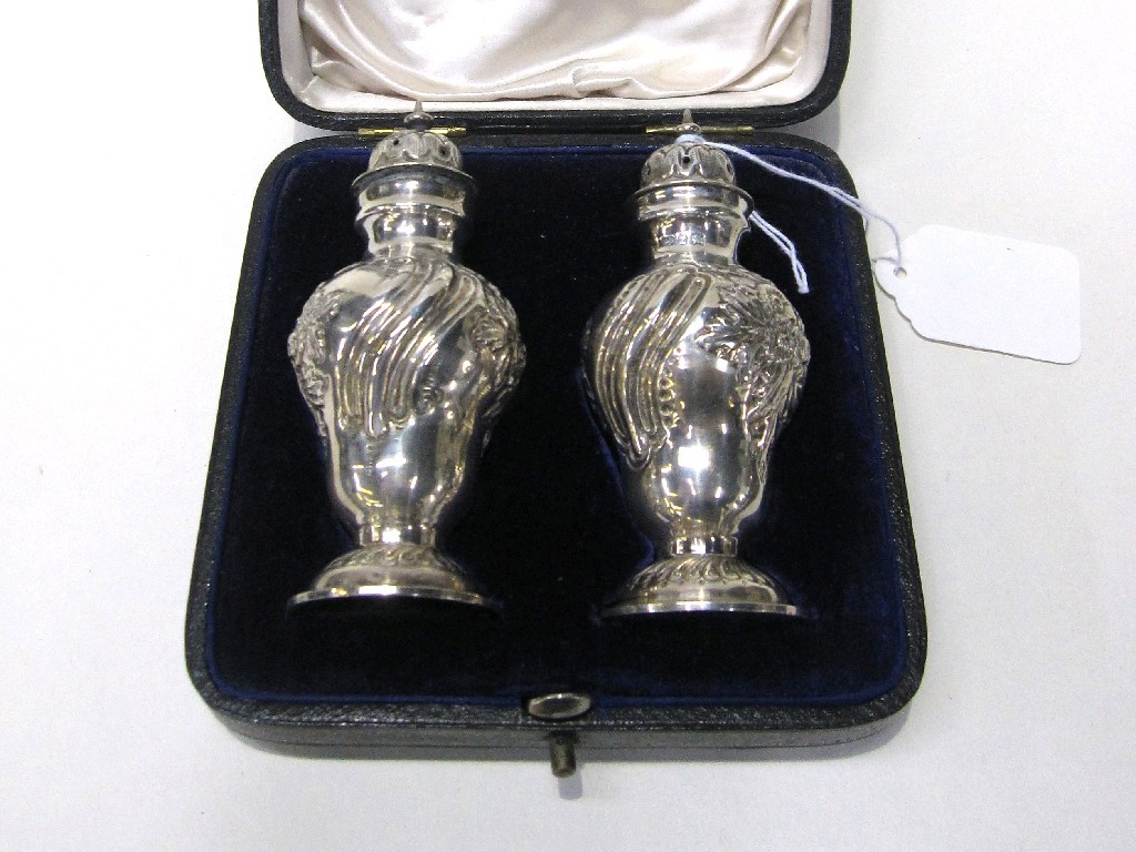 Appraisal: Cased pair of late Victorian silver pepperettes Birmingham