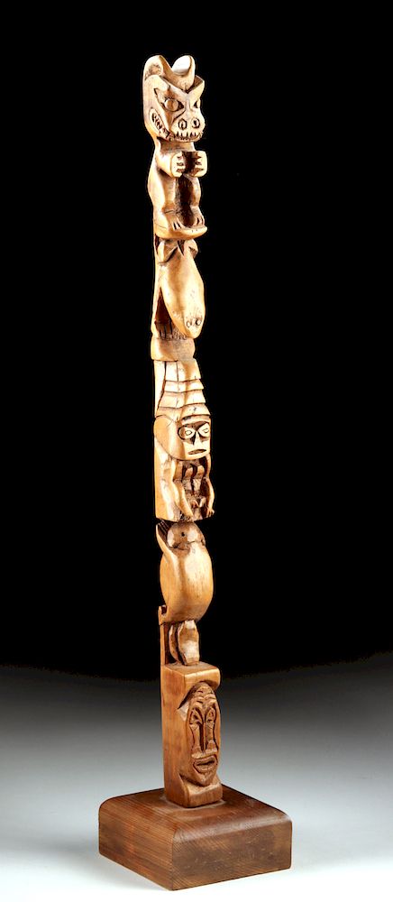 Appraisal: Early th C Pacific Northwest Wood Totem Pole Native American