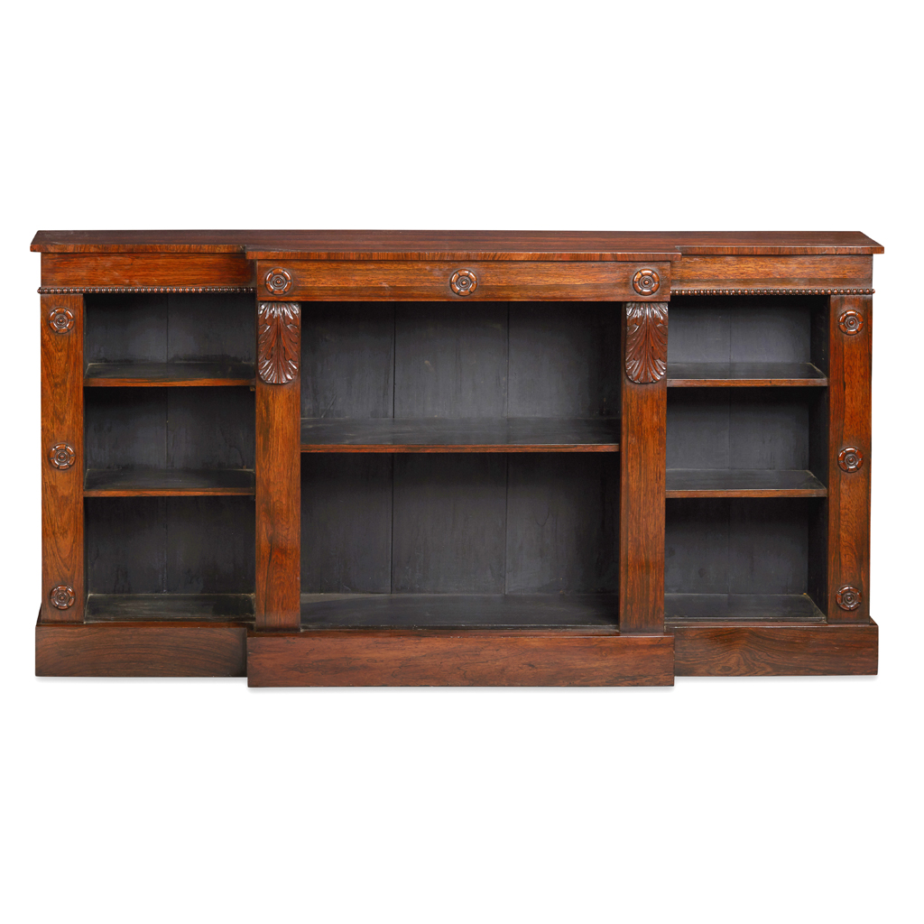 Appraisal: YGOOD REGENCY ROSEWOOD DWARF BOOKCASE EARLY TH CENTURY of breakfront