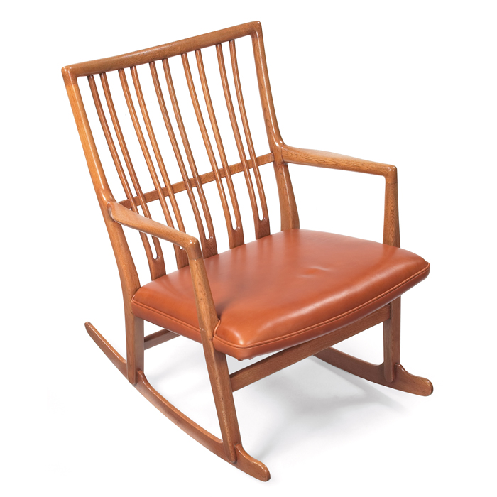 Appraisal: Hans Wegner rocking chair by Mikael Laursen oak form with