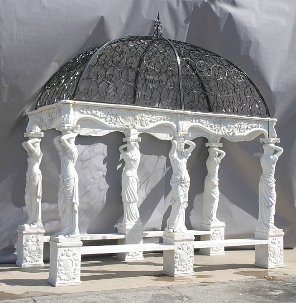 Appraisal: An unusual Baroque style white marble t le and iron