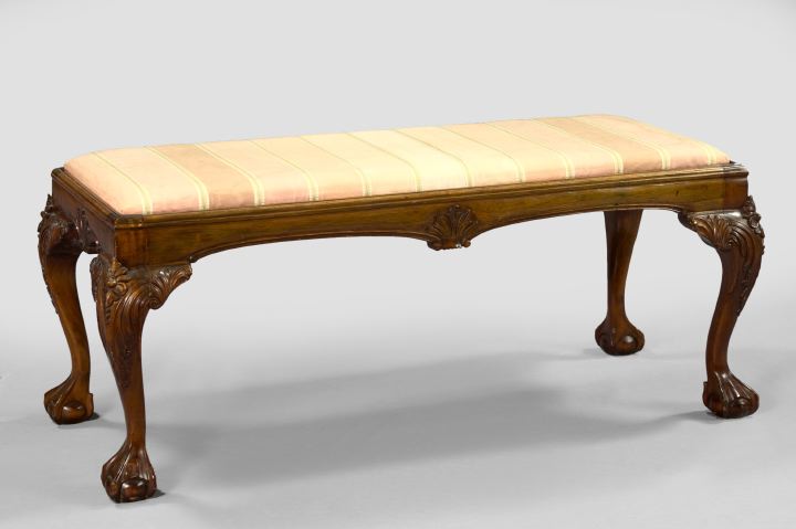 Appraisal: George III-Style Mahogany Bench early th century the padded rectangular