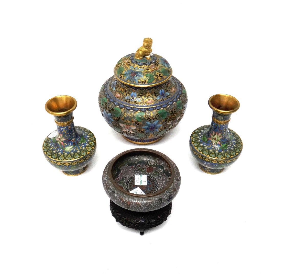 Appraisal: A group of Chinese cloisonn wares th century comprising a