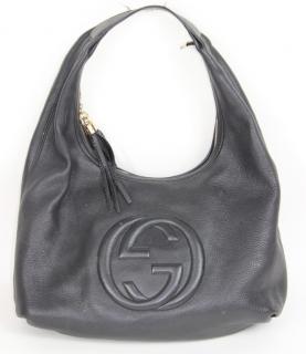 Appraisal: Ladies Gucci Leather Hangbag Ladies Gucci Leather Hangbag Large Monogram