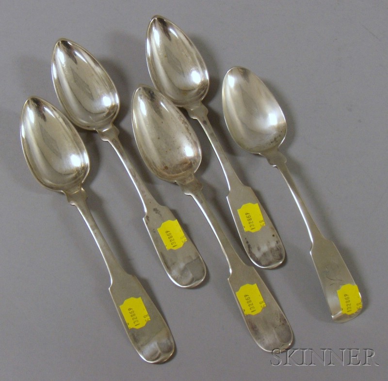 Appraisal: Five American Coin Silver Spoons a set of four by