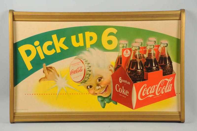 Appraisal: Scarce Coca-Cola Sprite Boy Cardboard Poster with gold Coke frame