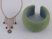 Appraisal: A mixed lot comprising a shagreen bangle approx mm wide