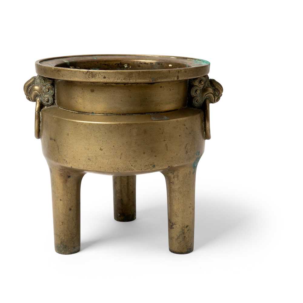 Appraisal: BRONZE INCENSE BURNER OF DING FORM MING TO QING DYNASTY