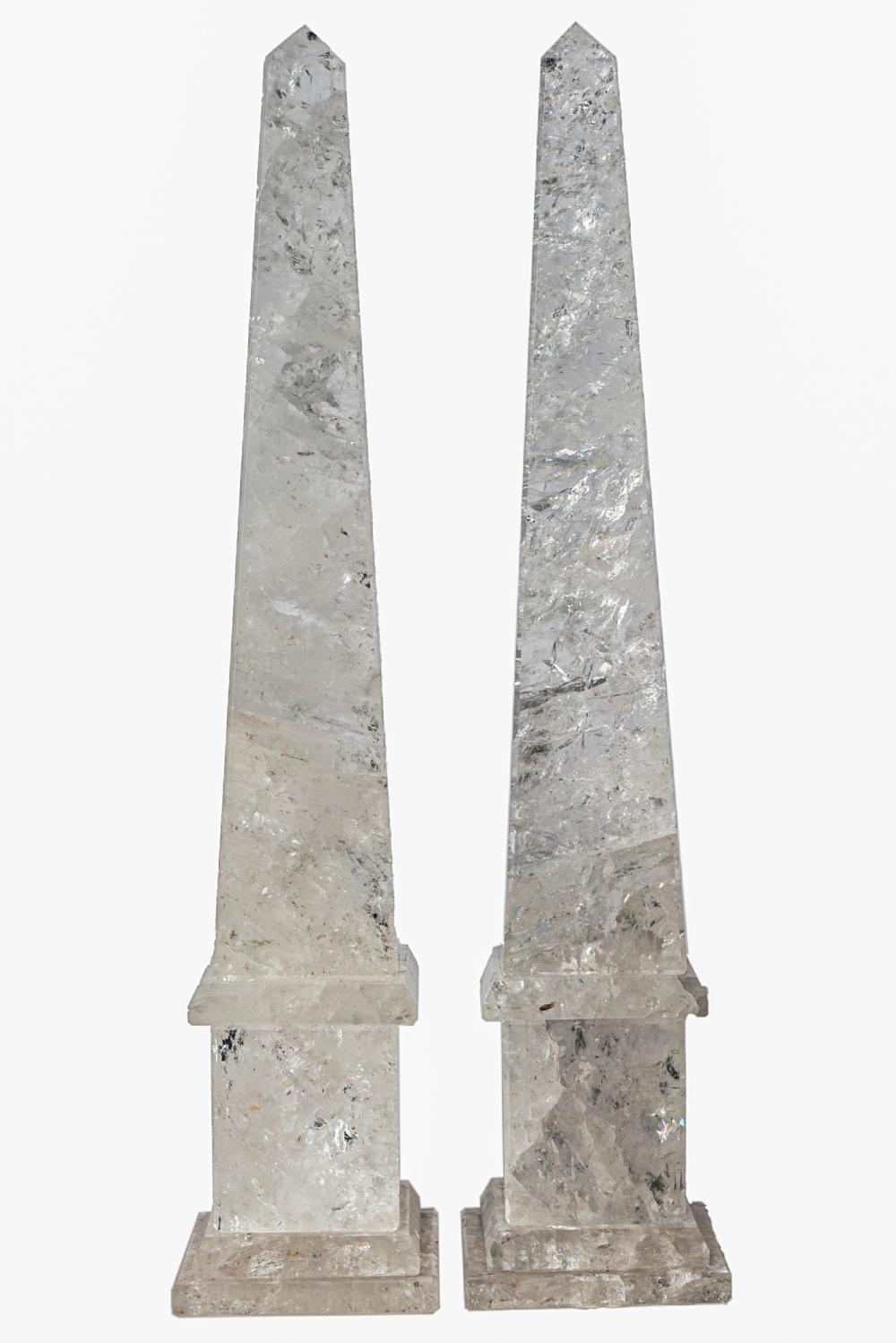 Appraisal: PAIR OF ROCK CRYSTAL OBELISKSmodern Condition one with repair Each