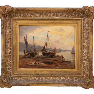 Appraisal: Dutch School Late th Century Boats at Shore oil on