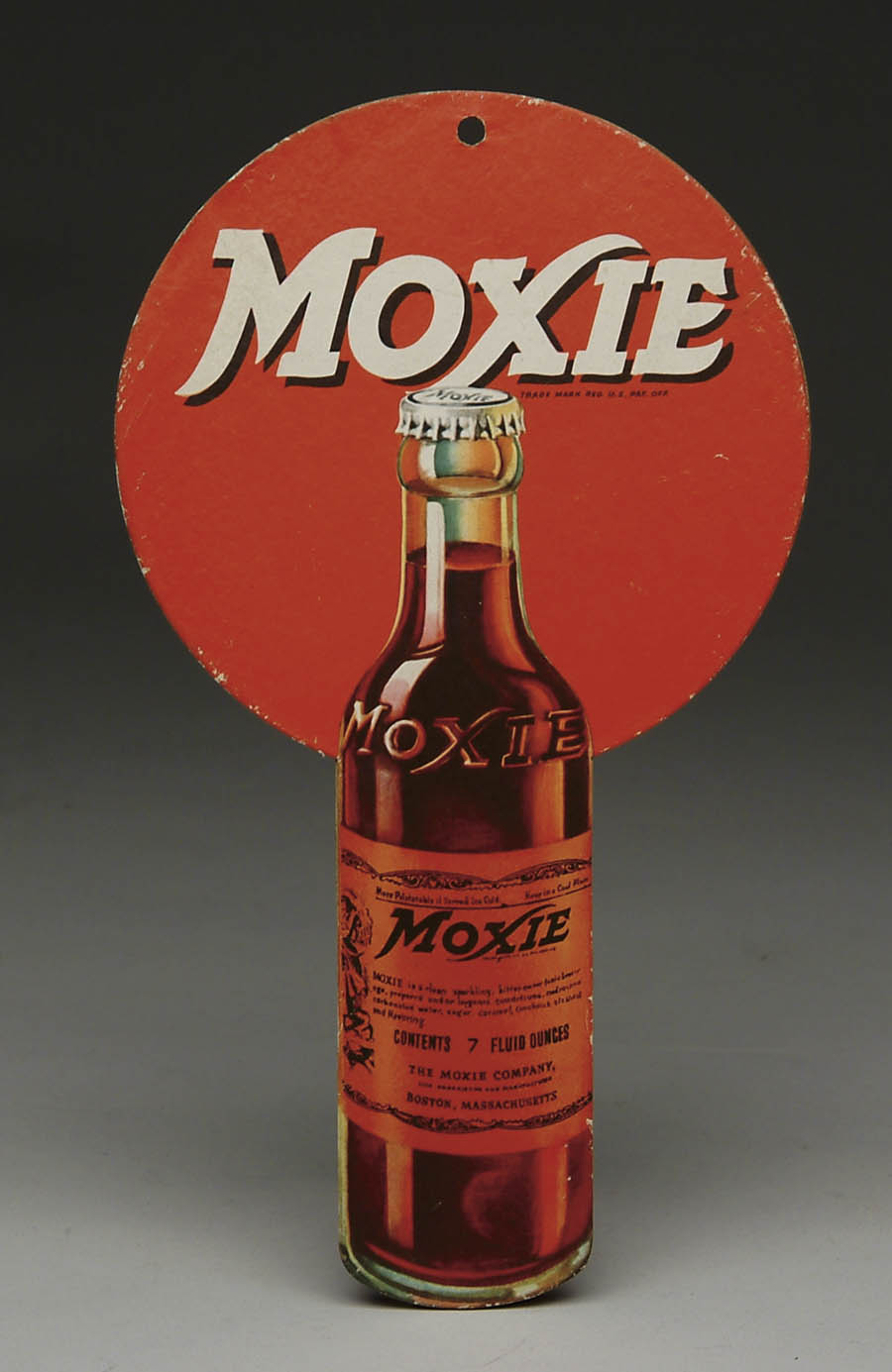 Appraisal: MOXIE CARDBOARD FAN HANGER Two sided offset printed sign with