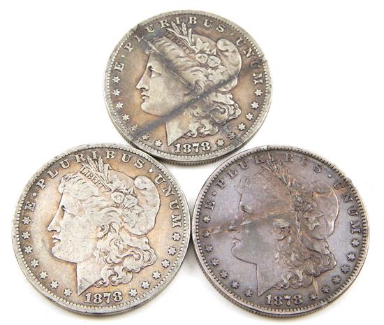 Appraisal: COINS Lot of three Morgan Dollars grades average Very Fine