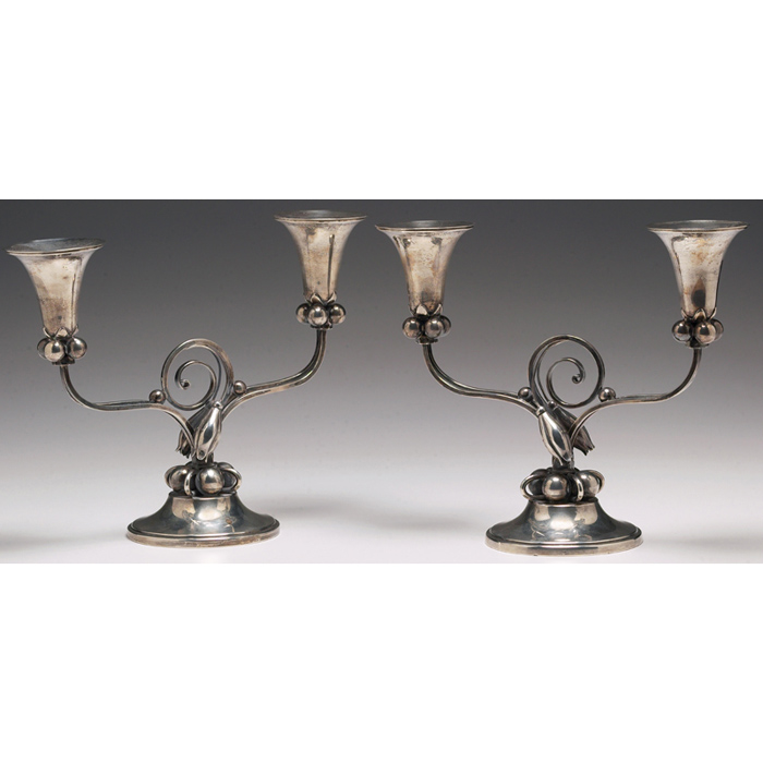 Appraisal: Walter Meyer candelabras pair sterling silver impressed mark w x