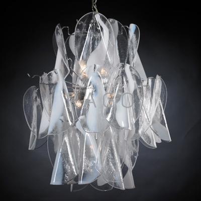 Appraisal: CAMER Three-tier chandelier with ruffled glass drops Italy s Unmarked