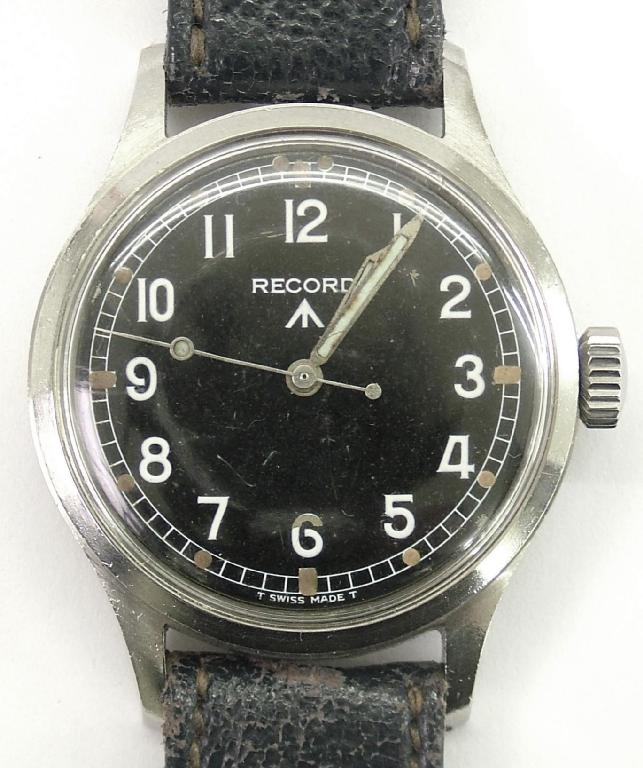 Appraisal: Record Military issue stainless steel gentleman's wristwatch the black dial