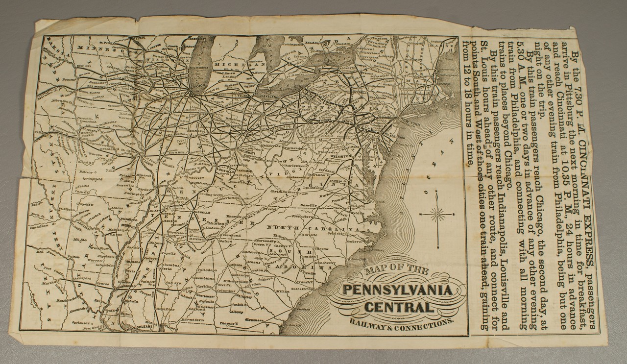 Appraisal: June Fare Chart and Route Map of the Pennsylvania Central