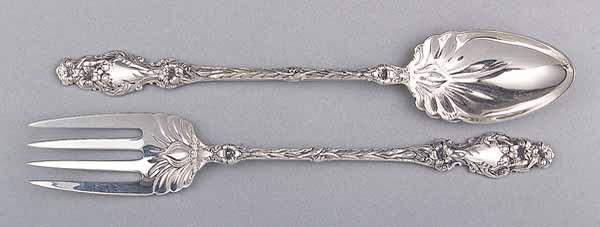 Appraisal: A Pair of Lily Pattern Sterling Silver Salad Servers Whiting