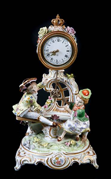 Appraisal: A German porcelain table clock height in