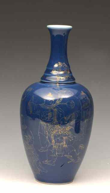 Appraisal: A CHINESE COBALT BLUE BALUSTER VASE with gilt figure decoration