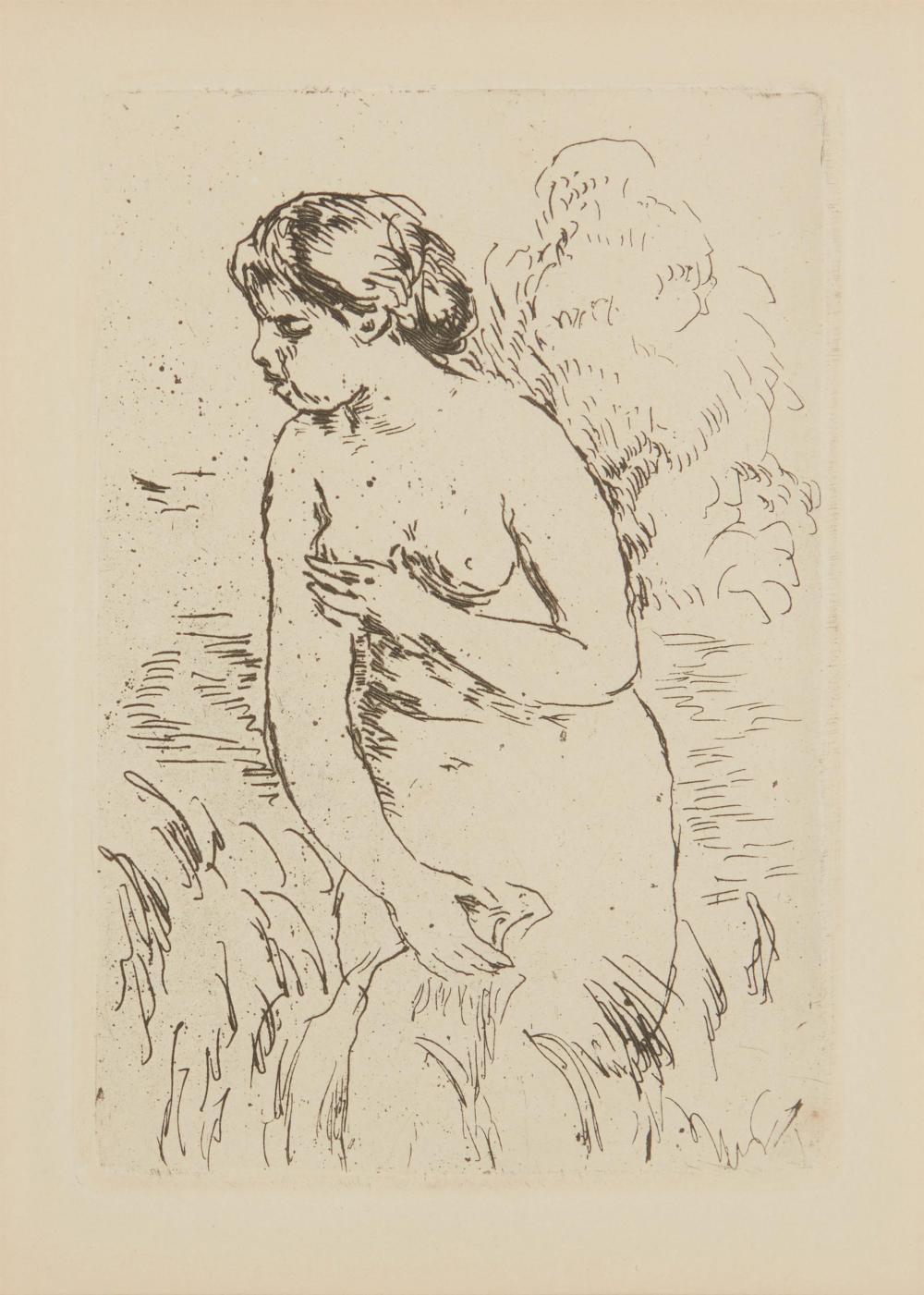 Appraisal: Pierre-Auguste Renoir - French Baigneuse debout mi-jambes circa Etching on