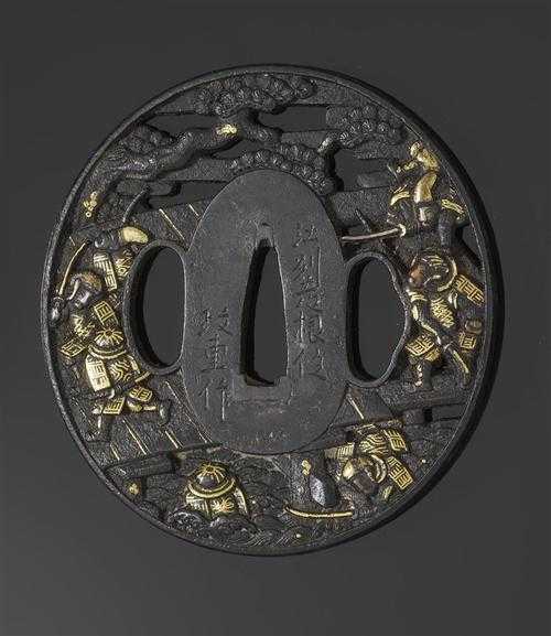 Appraisal: TSUBA Japan Edo period H cm Iron with gold intarsia