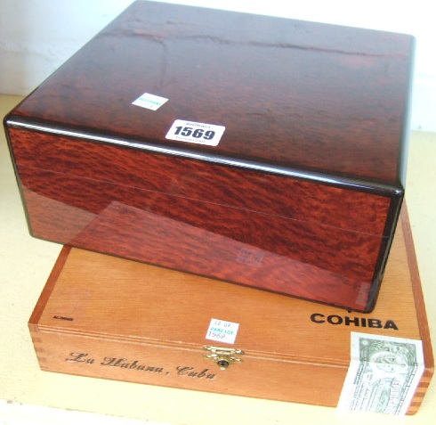 Appraisal: A burr maple humidor by Elje Bleu Paris th century