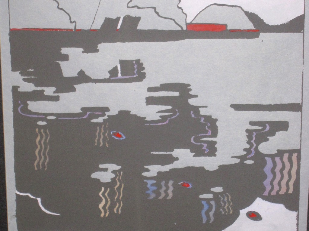 Appraisal: ALEXANDRA GARDENER REFLECTIONS Linocut in colours signed