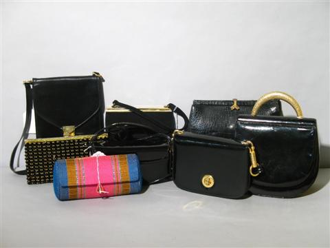 Appraisal: GROUP OF EIGHT EVENING BAGS Including a black patent example