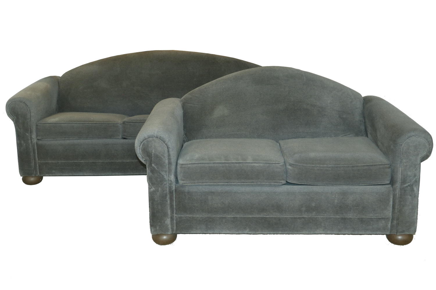 Appraisal: SEALY SLEEPER SOFA Sealy blue and gray corduroy sleeper sofa