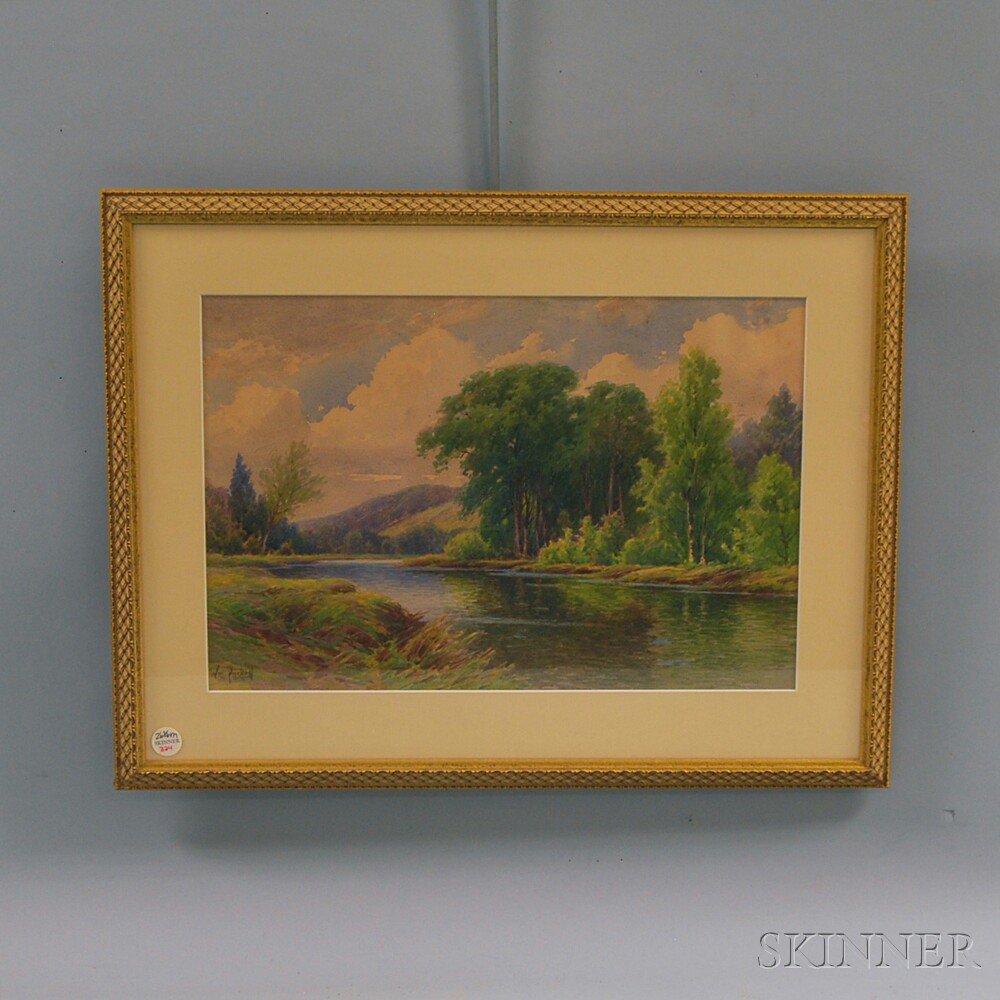 Appraisal: William Frederick Paskell American - River Landscape Signed Wm Paskell