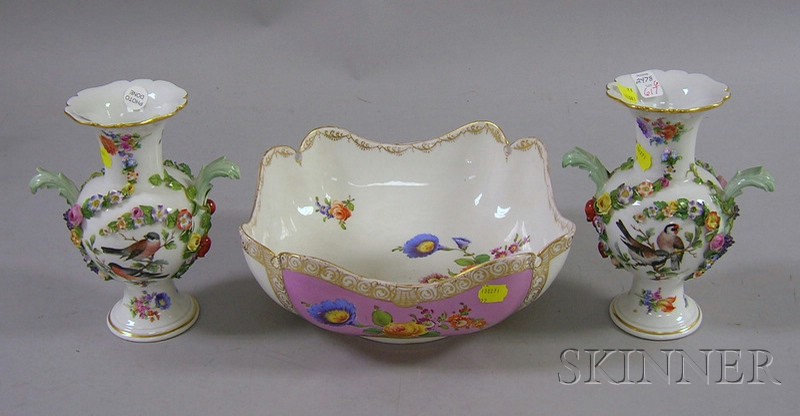 Appraisal: Pair of Meissen Hand-painted and Transfer Genre Scene Decorated Porcelain