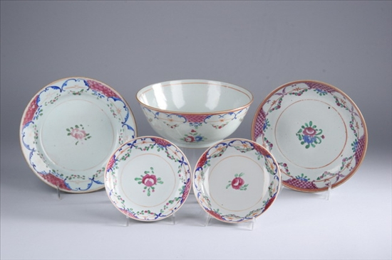 Appraisal: NINE PIECES CHINESE EXPORT FAMILLE ROSE PORCELAIN Late th century