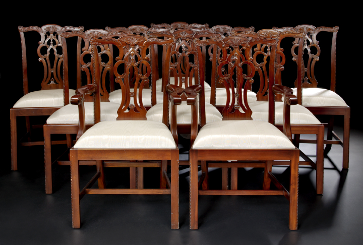 Appraisal: Suite of Ten George III-Style Mahogany Dining Chairs consisting of