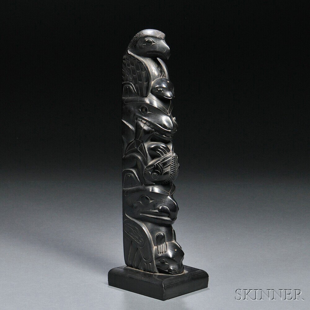 Appraisal: Haida Argillite Model Totem Pole Carving by John Cross -