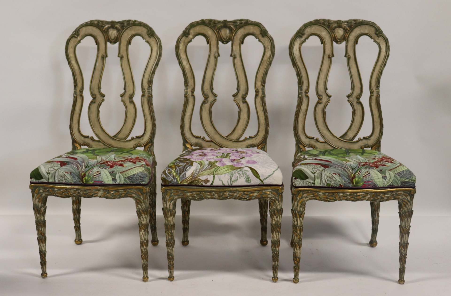 Appraisal: ITALIAN NEOCLASSICAL STYLE CARVED CHAIRS A very elegant trio with