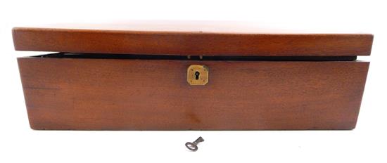 Appraisal: th C English lap desk mahogany hinged lid opens to