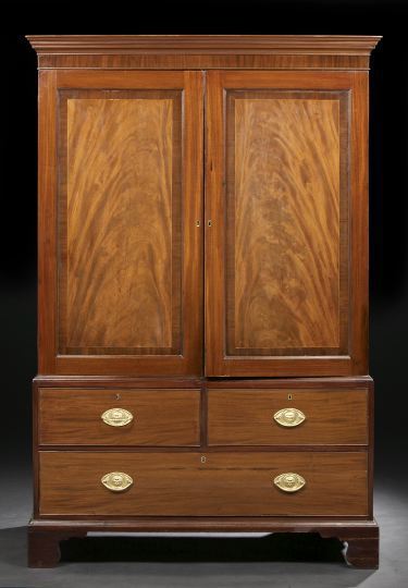 Appraisal: George III-Style Mahogany Linen Press late th century the molded