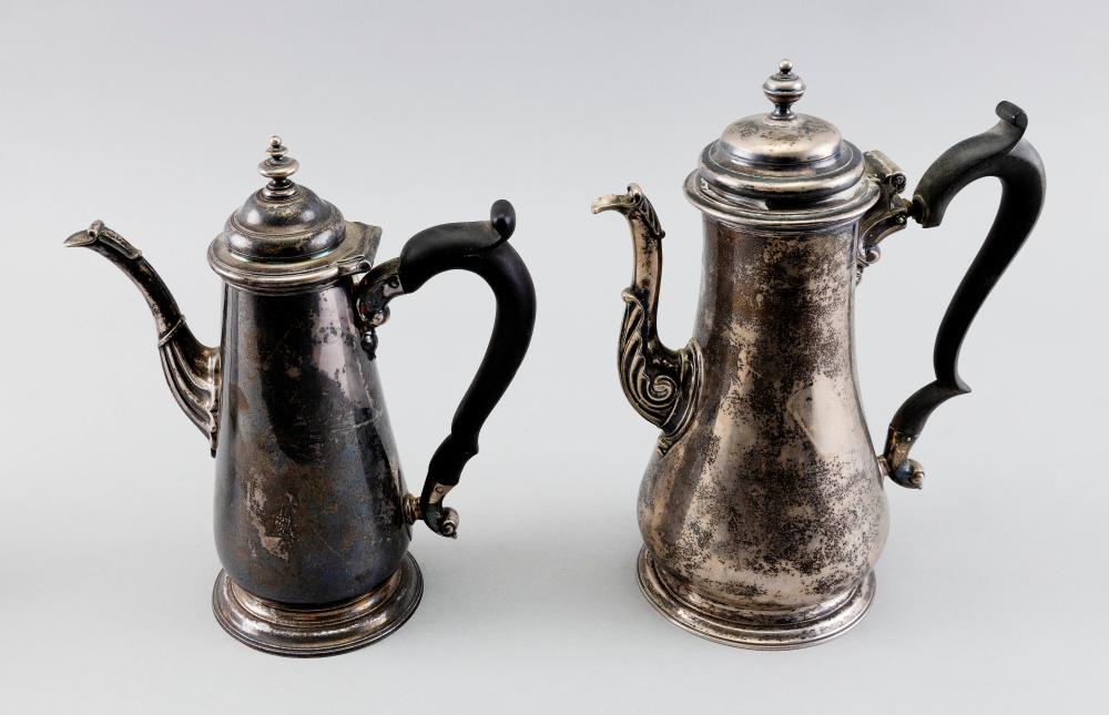 Appraisal: TWO ENGLISH STERLING SILVER COFFEEPOTS DATED AND APPROX TROY OZ