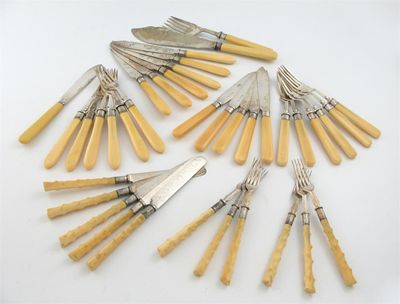 Appraisal: A quantity of assorted flatware with bone handles including five