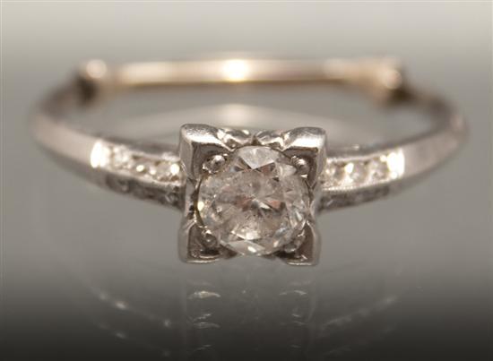 Appraisal: Art Deco platinum and diamond ring center diamond approximately ct