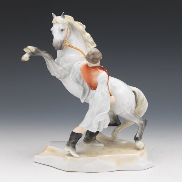 Appraisal: HEREND PORCELAIN EQUESTRIAN GROUP x x Herend horse trainer in