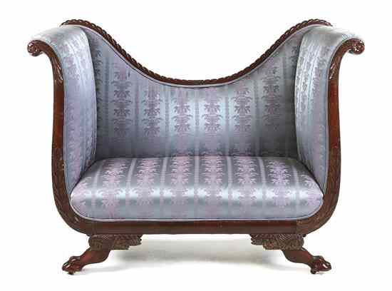 Appraisal: An American Mahogany Settee having upholstered back arms and seat