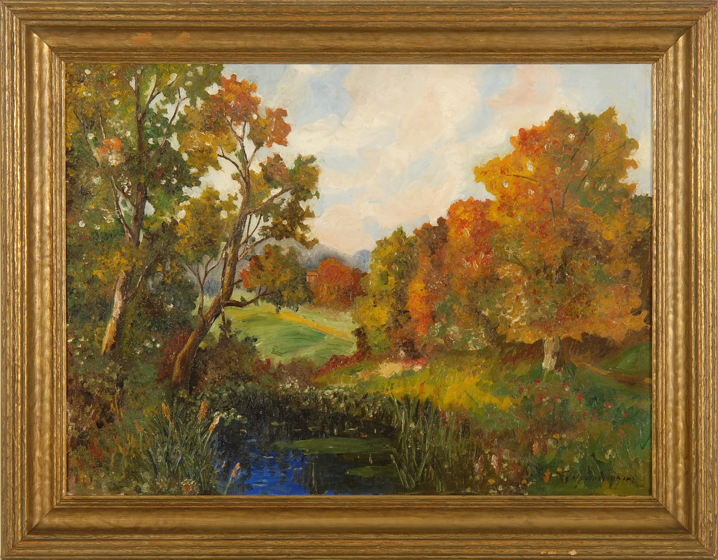 Appraisal: GUY CARLETON WIGGINSAmerican - Autumnal landscape Signed lower right Guy