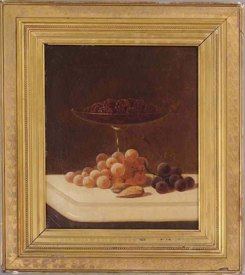 Appraisal: AMERICAN SCHOOL STILL LIFE WITH GRAPES BERRIES AND NUTS Oil